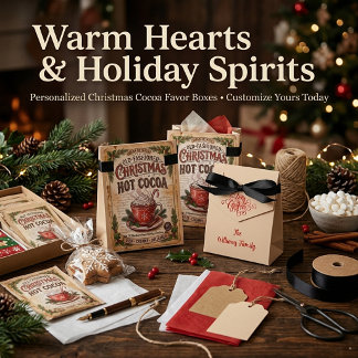 Ouderwetse kerst cacaobord bedankdoosjes