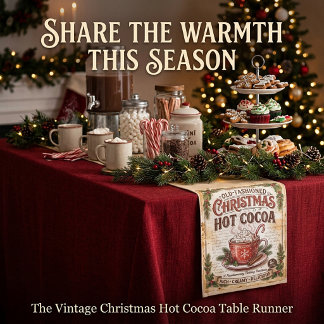 Ouderwetse kerst cacaobord korte tafelloper