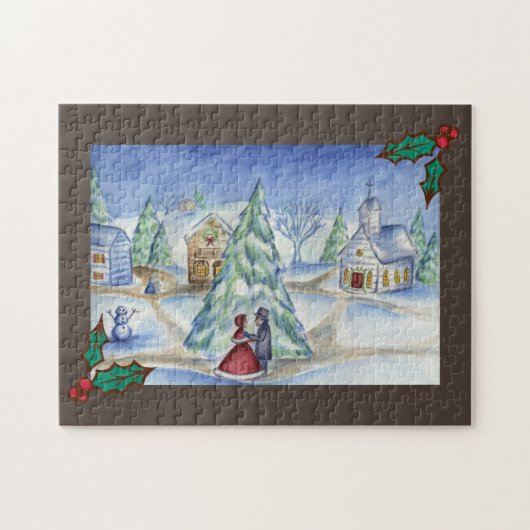 Ouderwetse Kerst Dorp Puzzel (Horizontaal)