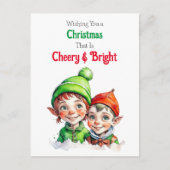 Ouderwetse Kerst Elven Vrolijk en helder Feestdagenkaart (Voorkant)