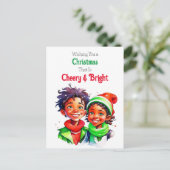 Ouderwetse Kerst Elven Vrolijk en helder Feestdagenkaart (Staand voorkant)