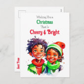 Ouderwetse Kerst Elven Vrolijk en helder Feestdagenkaart (Voorkant / Achterkant)