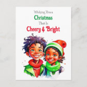 Ouderwetse Kerst Elven Vrolijk en helder Feestdagenkaart (Voorkant)