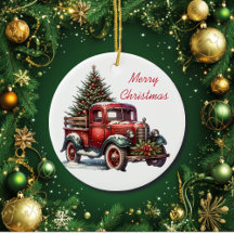 Ouderwetse kerst rode vrachtwagen