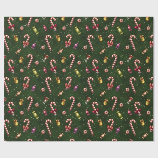 Ouderwetse kerst Snoep Cadeaupapier (Vlak)