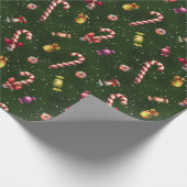 Ouderwetse kerst Snoep Cadeaupapier (Hoek)