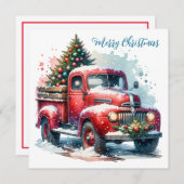 Ouderwetse Kerst Vintage Rode Truck Notitiekaartje (Voorkant / Achterkant)