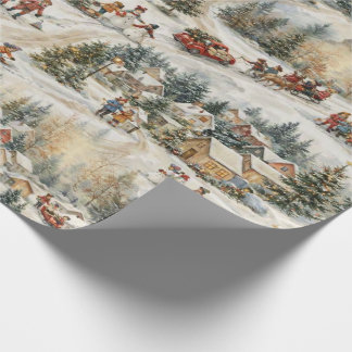 Ouderwetse Kerst Winter Wonderland Cadeaupapier
