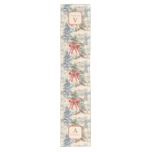 Ouderwetse Kerst Winterdorp Rode Strik Monogram