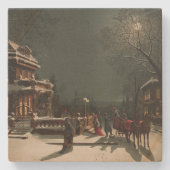 Ouderwetse kerstavondfeest stenen onderzetter (Voorkant)