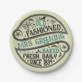 Ouderwetse Kerstbakkerij Santa Cookie Papieren Bordje (Voorkant)