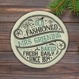 Ouderwetse Kerstbakkerij Santa Cookie Papieren Bordje