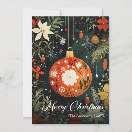 Ouderwetse Kerstbal Digitale Groet Feestdagenkaart (Voorkant)
