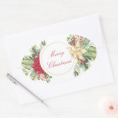 Ouderwetse Kerstbloemen Ovale Sticker (Envelop)