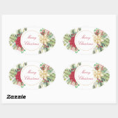 Ouderwetse Kerstbloemen Ovale Sticker (Vel)
