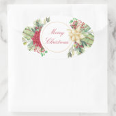 Ouderwetse Kerstbloemen Ovale Sticker (Tas)