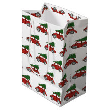 Ouderwetse kerstboom auto familie traditie