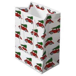 Ouderwetse kerstboom auto familie traditie medium cadeauzakje