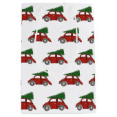 Ouderwetse kerstboom auto familie traditie medium cadeauzakje (Voorkant)