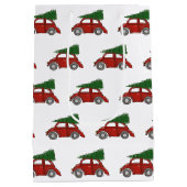 Ouderwetse kerstboom auto familie traditie medium cadeauzakje (Achterkant)