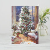 Ouderwetse kerstboom budget feestdagenkaart (Staand voorkant)