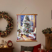 Ouderwetse kerstboom hangend wandkleed