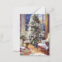 Ouderwetse kerstboom op een budget mini notitiekaartje