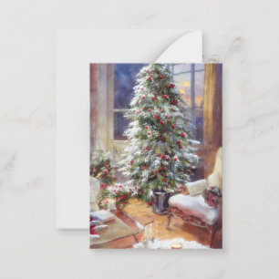 Ouderwetse kerstboom op een budget mini notitiekaartje