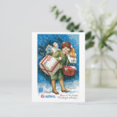 Ouderwetse kerstcadeaus feestdagenkaart (Staand voorkant)