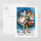 Ouderwetse kerstcadeaus feestdagenkaart (Voorkant / Achterkant)