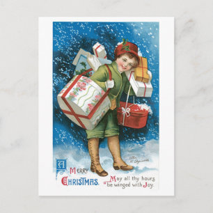 Ouderwetse kerstcadeaus feestdagenkaart