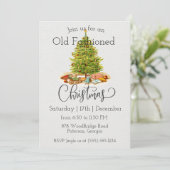Ouderwetse Kerstfeest Uitnodiging (Staand voorkant)