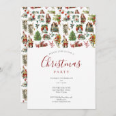 Ouderwetse kerstfeestviering kaart (Voorkant / Achterkant)