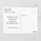 Ouderwetse kerstgroeten briefkaart (Achterkant)