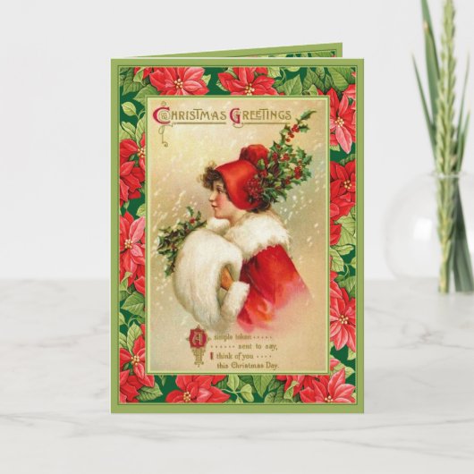 Ouderwetse kerstgroeten feestdagen kaart (Voorkant)