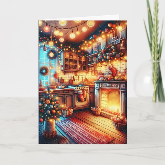 Ouderwetse kerstgroeten kaart (Voorkant)