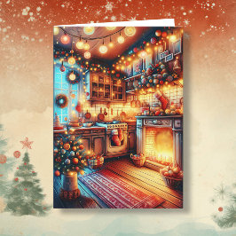 Ouderwetse kerstgroeten kaart