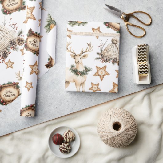 Ouderwetse Kerstherten Cadeaupapier (Crafts)
