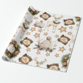 Ouderwetse Kerstherten Cadeaupapier (Uitgerold)