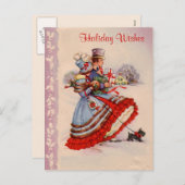 Ouderwetse kerstinkopen Briefkaart (Voorkant / Achterkant)