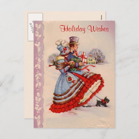 Ouderwetse kerstinkopen Briefkaart (Voorkant / Achterkant)