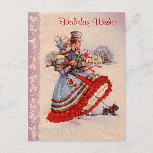 Ouderwetse kerstinkopen Briefkaart (Voorkant)