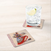 Ouderwetse kerstinkopen kartonnen onderzetters (Insitu)