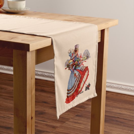 Ouderwetse kerstinkopen lange tafelloper (Voorbeeld)