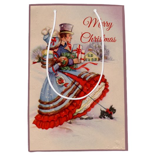 Ouderwetse Kerstinkopen Medium Cadeauzakje (Voorkant)