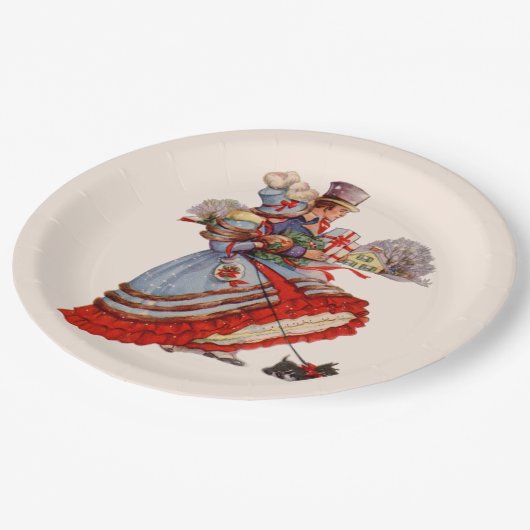 Ouderwetse kerstinkopen papieren Borden Papieren Bordje (Gekanteld)