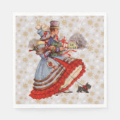 Ouderwetse kerstinkopen papieren Borden Servet (Voorkant)