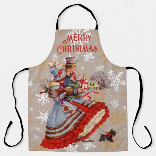 Ouderwetse kerstinkopen schort (Voorkant)