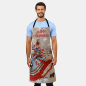 Ouderwetse kerstinkopen schort (Gedragen)