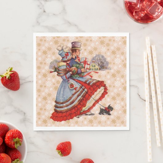 Ouderwetse kerstinkopen servet (Insitu)